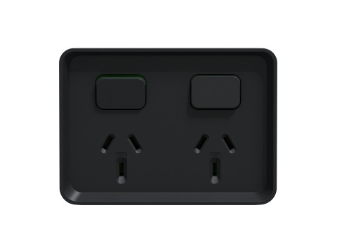 Clipsal Iconic Outdoor Power outlet in black